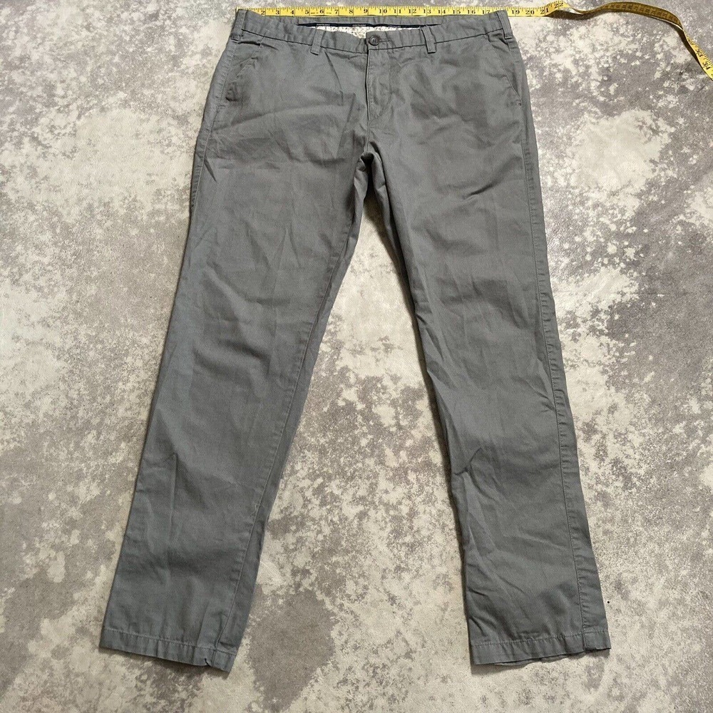 Peter England Mens Super Slim Fit Chino Gray Pants Flat Front Size 38